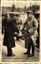 Reichskanzler Adolf Hitler, Reichspräsident Paul von Hindenburg, Begrüßung, Photo Hoffmann 379 *** Reich Chancellor Adol