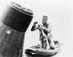 S62-02852 (1962) --- Astronaut M. Scott Carpenter, prime pilot for the Mercury-Atlas 7 (MA-7) mission, goes through a wa