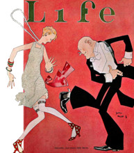 USA: Teaching Old Dogs New Tricks , front cover of Life magazine, colour lithograph, John Held Jr. (1889-1958), 18 Febru