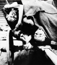 Victims of starvation at Gusen a subcamp of Mauthausen concentration camp operated by the SS in Upper Austria. Primarily
