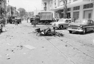 Vietnam: Aftermath of a street bombing attributed to the NLF (Viet Cong) in Saigon, c. 1965. The Second Indochina War, k