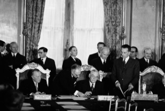 RECORD DATE NOT STATED NATO Paris Conference, 1954. Photographs of Marshall Plan Programs, Exhibits, and Personnel Copyr