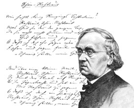 Eduard Friedrich Phillip Moerike, 1804-1875, German poet Historical manuscript and portrait of Eduard Friedrich Phillip