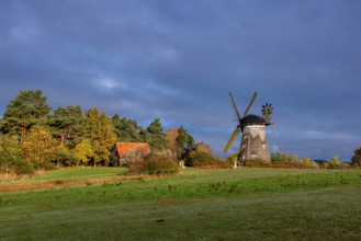 Europa; Deutschland; Mecklenburg-Vorpommern; Usedom; Benz: Windmühle mit Backhaus bei Benz auf der Halbinsel Usedom im M