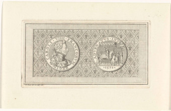 . Medal with the portrait of Charles IX, king of France. On the other side the arrival of Karel IX in Paris in 1571. Cop