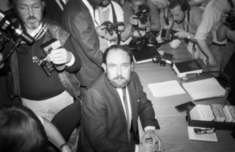 Gerd Heidemann (Journalist) 08/84 zuhl Gerd Heidemann im August 1984 während des Stern-Prozesses vor der 11. Großen Stra