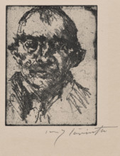 Self-Portrait, 1920-21. Lovis Corinth (German, 1858-1925). Softground etching; platemark: 11.9 x 19.1 cm (4 11/16 x 7 1/
