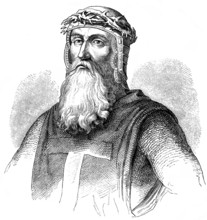 Historical drawing from the 19th Century, portrait of Godfrey of Historical drawing from the 19th Century, portrait of G