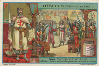 Bilderserie aus der Vorzeit in Flandern, Gottfried von Bouillon, lehnt die Königskrone von Jerusalem ab, 1099, digital r