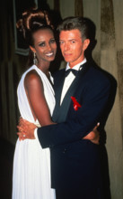 David Bowie and Iman attend 13th Annual ACE Awards on January 12, 1992 at the Pantages Theater in Hollywood, California