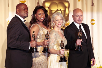 Forest Whitaker, Jennifer Hudson, Helen Mirren und Alan Arkin mit den Oscars für die besten Darsteller im Press Room der