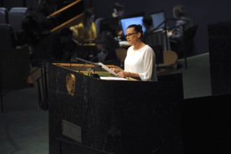 Prinzessin Stephanie von Monaco spricht auf einer hochrangigen Tagung zum Thema HIV AIDS im UN Hau