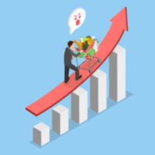 3D Isometric Flat Vector Illustration of Rising Food Prices