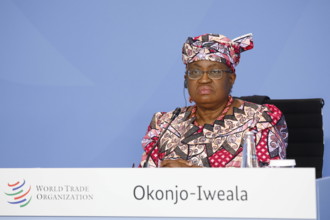 Generaldirektorin der Welthandelsorganisation, Ngozi Okonjo-Iweala, Deutschland, Berlin, Bundeskanzleramt, Presseunterr