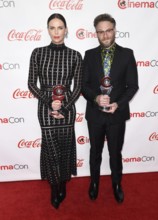 LAS VEGAS, NV - APRIL 04: Charlize Theron and Seth Rogen at the 2019 CinemaCon Big Screen Achievement Awards at The Col