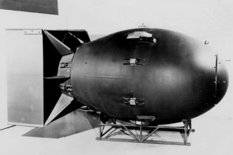 WW2: Nuclear weapon of the Fat Man type, the kind which was detonated over Nagasaki, Japan in 1945. The bomb is 60 inch
