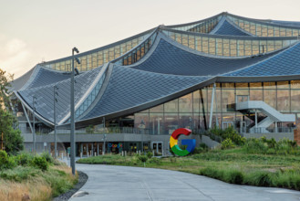 MOUNTAIN VIEW, CALIFORNIA, USA - MAY 10, 2025: The new building at Google Bay View campus in Mountain View, California.
