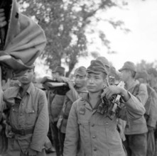 Burma / Myanmar: Imperial Japanese Army troops of the 52nd Division surrender to the 1/10th Gurkha Rifles, 17th Indian D