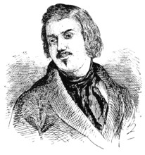 Portrait of Honore de Balzac - a French novelist and playwright. Illustration of the 19th century. White background. Por