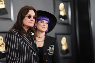 LOS ANGELES, CA - JANUARY 26: Ozzy Osbourne and Kelly Osbourne at the 62nd Grammy Awards at the Staples Center in Los An