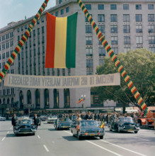 Arrival ceremony for Haile Selassie I, Emperor of Ethiopia, 12:00PM. President John F. Kennedy and Emperor of Ethiopia,