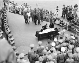 RECORD DATE NOT STATED Surrender Ceremony aboard USS Missouri in Tokyo Bay, JapanThis historic surrender ceremony aboard