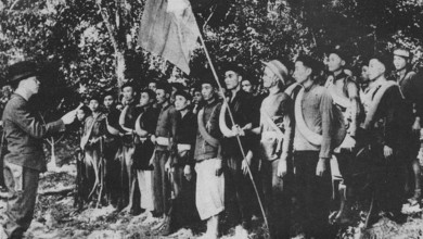 Vietnam: Vo Nguyen Giap addresses a small group of nascent Viet Miinh forces somewhere in Viet Bac c. 1942 Vi?t Minh (