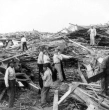 USA: The 1900 Galveston Hurricane. Relief party working at Avenue P and Tremont Street , 1900 The Hurricane of 1900 made