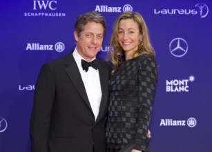 Monte Carlo, Monaco - February 14, 2017: Red Carpet at the Laureus World Sports Awards with Host Hugh Grant and Anna Eb