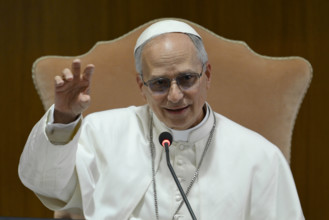 ITALY - POPE  LEO XIV DURING A MEETING WITH CARDINALS  IN THE  VATICAN - 2025/5/10