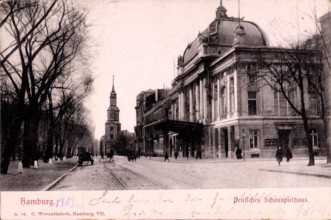 Hamburg Straßenpartie am Deutschen Schauspielhaus Kirche AUFNAHMEDATUM GESCHÄTZT