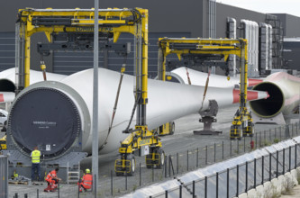 France, offshore wind power FRANCE, Le Havre port, Siemens Gamesa renewable energy SGRE production site for wind turbine