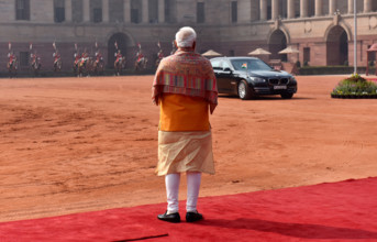 NEW DELHI, INDIA - FEBRUARY 8: Prime Minister Narendra Modi seen after Sri Lanka counterpart Mahinda Rajapaksa ceremoni