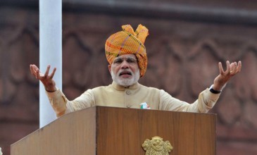 NEW DELHI, INDIA - AUGUST 15: Prime Minister Narendra Modi addresses the nation from the rampart of historical Red Fort