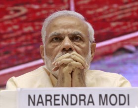 NEW DELHI, INDIA - MAY 26: Prime Minister Narendra Modi at the launch of DD Kisan Channel at a ceremony at Vigyan Bhawa