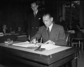 RECORD DATE NOT STATED European Payments Union Agreement is Signed. Photographs of Marshall Plan Programs, Exhibits, and