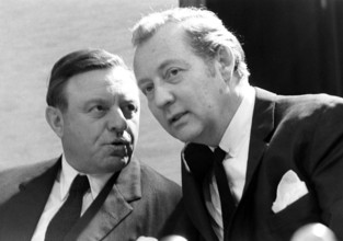 Teddy Kollek li ISR Bürgermeister Jerusalem im Gespräch mit Verleger Axel Cäsar Springer GER Ax