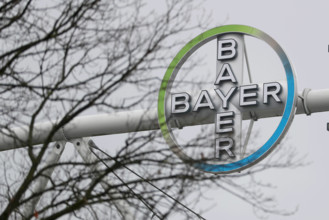 15.12.2023, Leverkusen, Das Bayerkreuz der Bayer Aktiengesellschaft. NRW Deutschland *** 15 12 2023, Leverkusen, The Bay