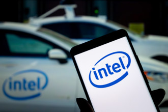 CHONGQING, CHINA - JUNE 25: In this photo illustration, the logo of Intel is displayed on a smartphone screen on June 25