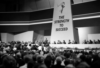 Margaret Thatcher, Prime Minister, delivers the leader s speech at The Tory Party Conference at Bournemouth, Dorset, UK,