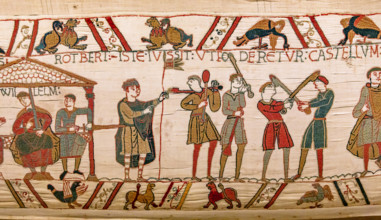 Bayeux cathedral mural decors, normandy, France BAYEUX, FRANCE, MAY 14, 2024 : mural decors of Bayeux, cathedral, norman