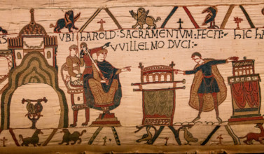 Bayeux cathedral mural decors, normandy, France BAYEUX, FRANCE, MAY 14, 2024 : mural decors of Bayeux, cathedral, norman