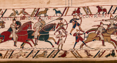 Bayeux cathedral mural decors, normandy, France BAYEUX, FRANCE, MAY 14, 2024 : mural decors of Bayeux, cathedral, norman