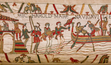 Bayeux cathedral mural decors, normandy, France BAYEUX, FRANCE, MAY 14, 2024 : mural decors of Bayeux, cathedral, norman