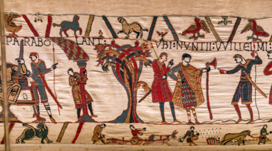 Bayeux cathedral mural decors, normandy, France BAYEUX, FRANCE, MAY 14, 2024 : mural decors of Bayeux, cathedral, norman