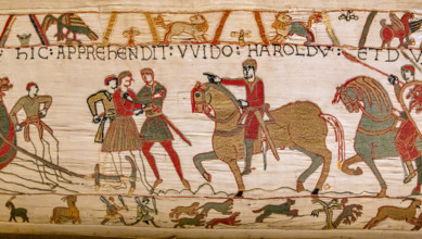 Bayeux cathedral mural decors, normandy, France BAYEUX, FRANCE, MAY 14, 2024 : mural decors of Bayeux, cathedral, norman