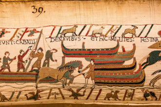 Bayeux cathedral mural decors, normandy, France BAYEUX, FRANCE, MAY 14, 2024 : mural decors of Bayeux, cathedral, norman