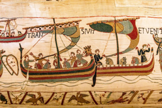 Bayeux cathedral mural decors, normandy, France BAYEUX, FRANCE, MAY 14, 2024 : mural decors of Bayeux, cathedral, norman