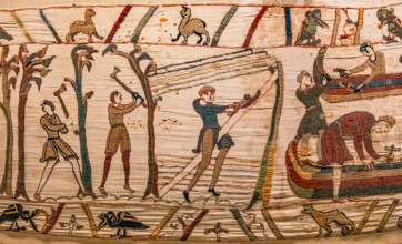 Bayeux cathedral mural decors, normandy, France BAYEUX, FRANCE, MAY 14, 2024 : mural decors of Bayeux, cathedral, norman