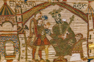 Bayeux cathedral mural decors, normandy, France BAYEUX, FRANCE, MAY 14, 2024 : mural decors of Bayeux, cathedral, norman